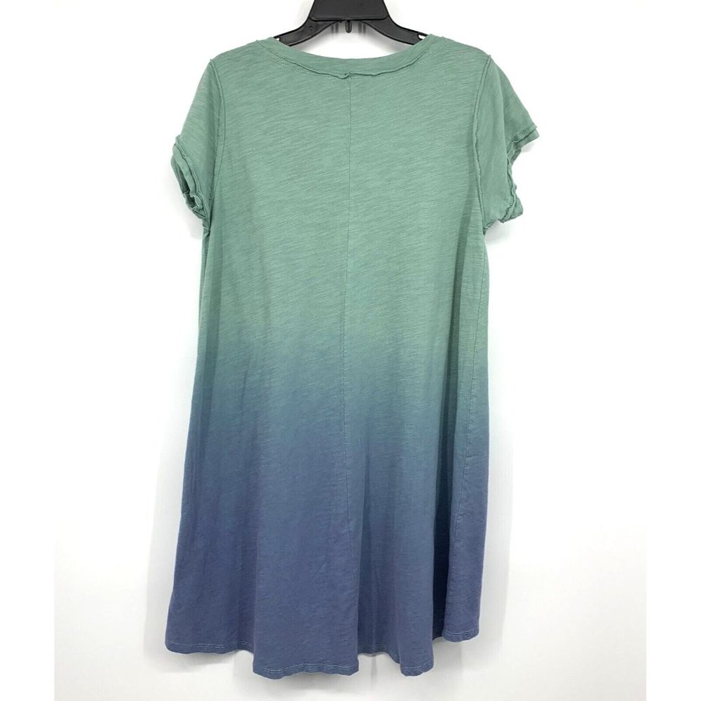 Umgee Dress Green Blue Ombre V Neck Short Sleeve Mini - Picture 7 of 9